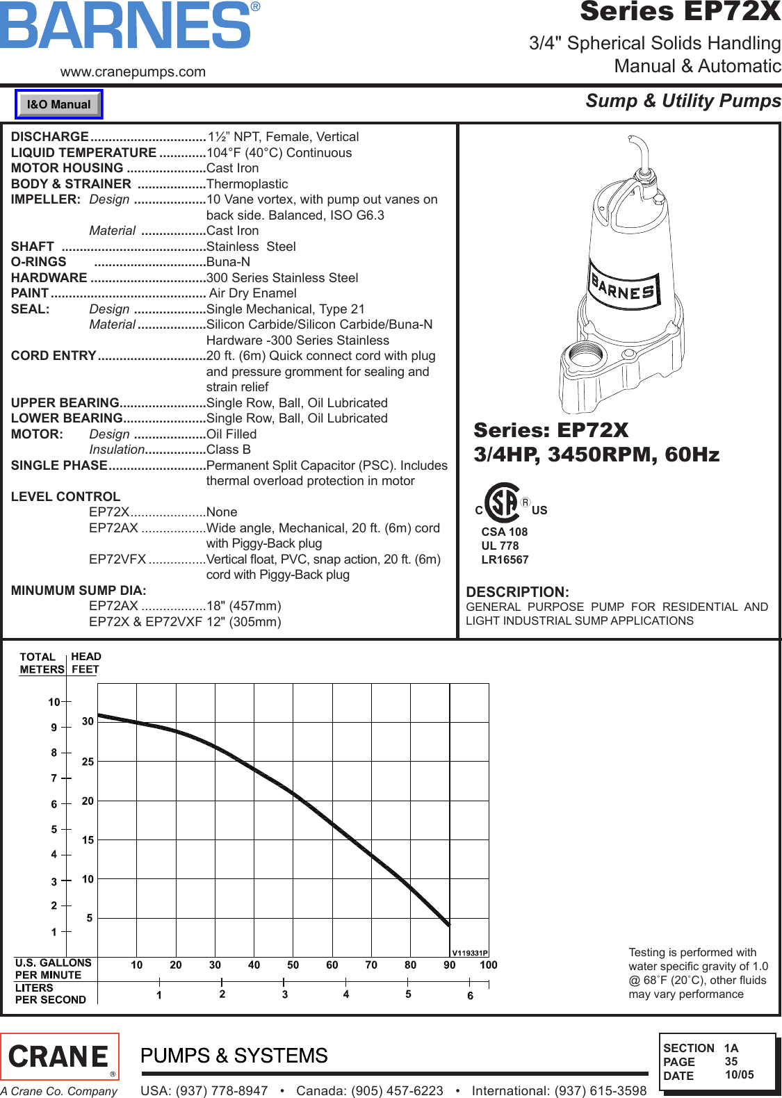 534544 1 Barnes Ep72X Submittal Sec 1a User Manual