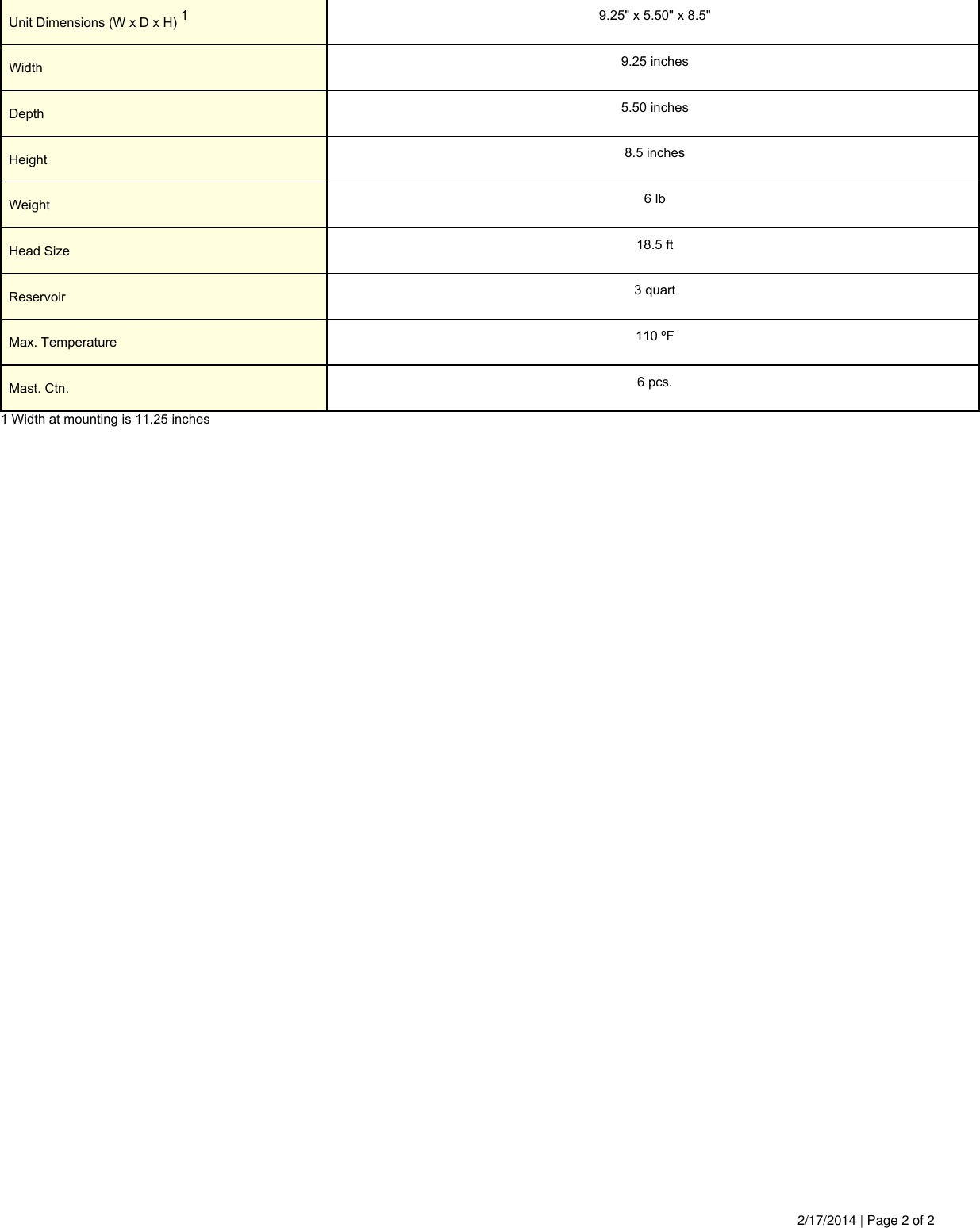Page 2 of 2 - 534764 1 Hartell Kt3X-1Ul Specifications User Manual