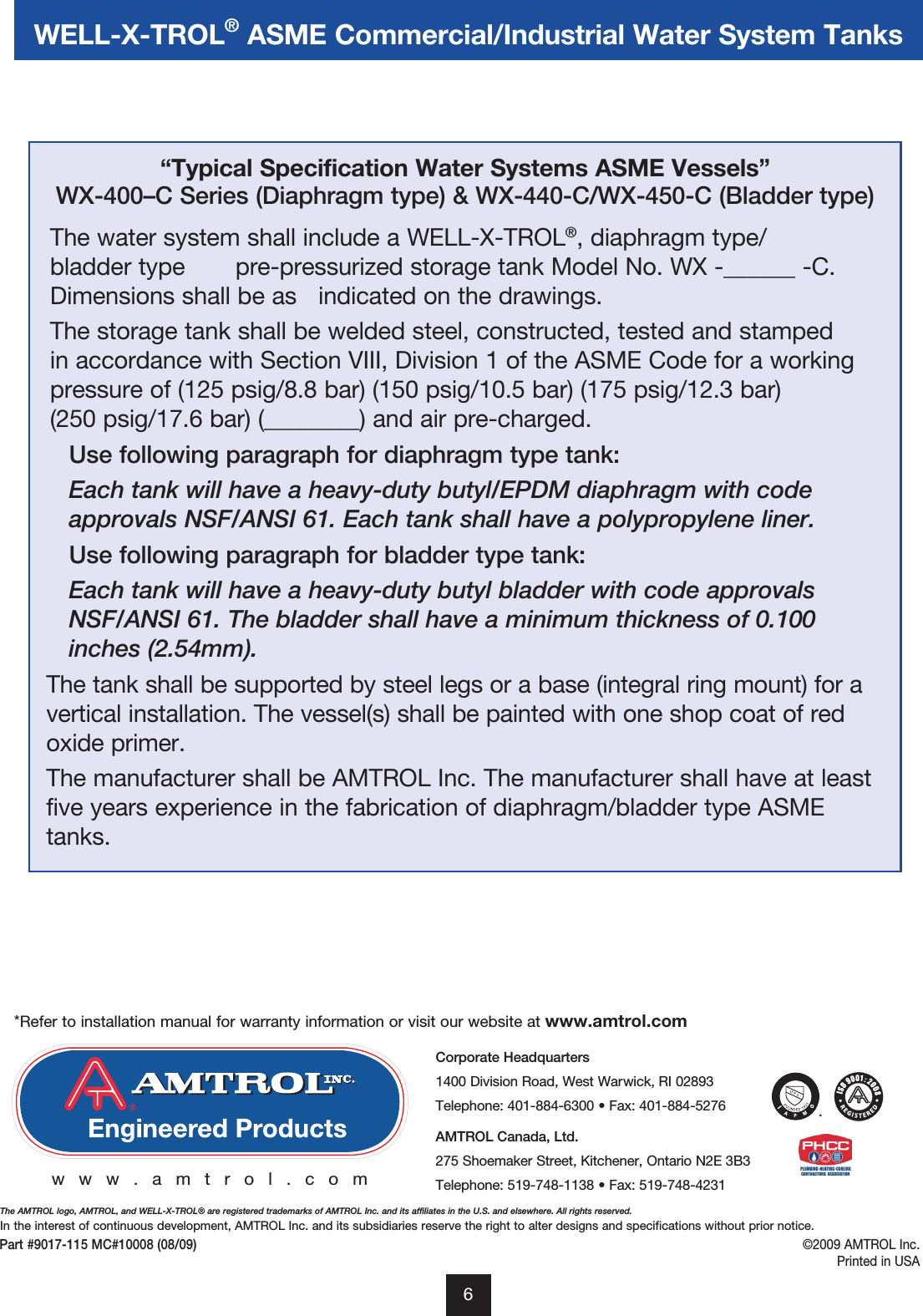 Page 6 of 6 - 534962 1 Well-X-Trol Asme Brochure 9017-115 MC10008 08_09 WXT User Manual
