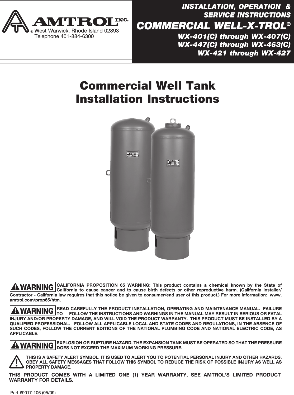 Page 1 of 8 - 534962 2 Well-X-Troll Instructions 9017-106 5_09 Comm WXT IO User Manual