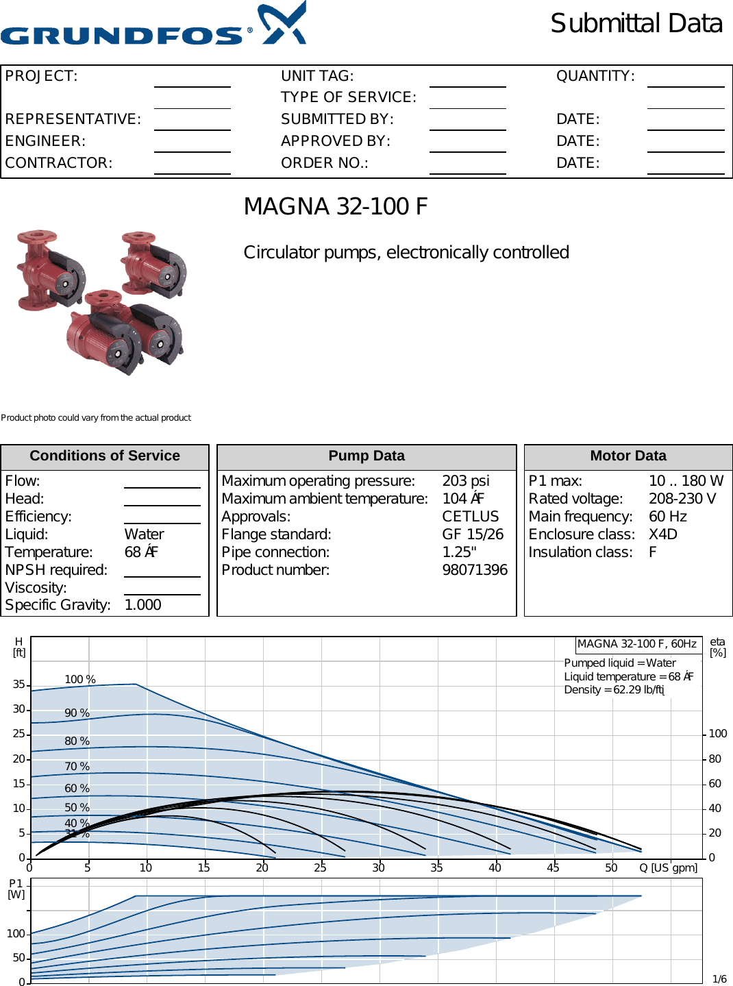535069 1 Grundfos Magna 32 100 Submittal CAPS User Manual