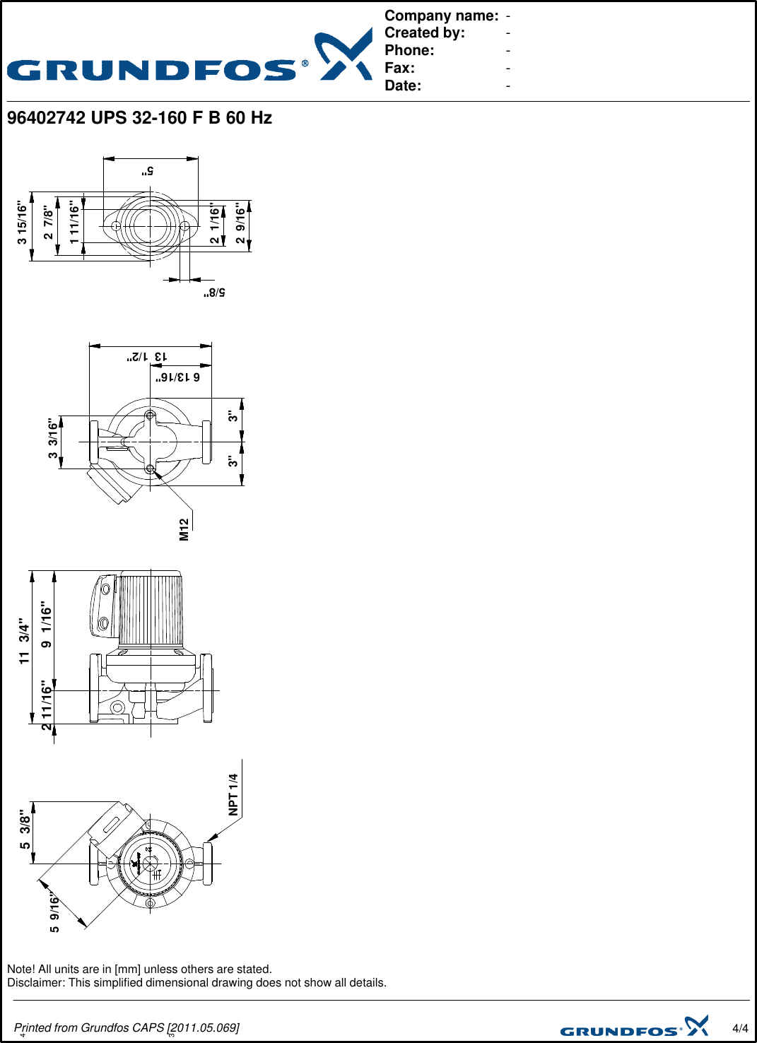 Page 4 of 4 - 535147 1 Grundfos Ups 32-160 Submittal Print/Preview User Manual
