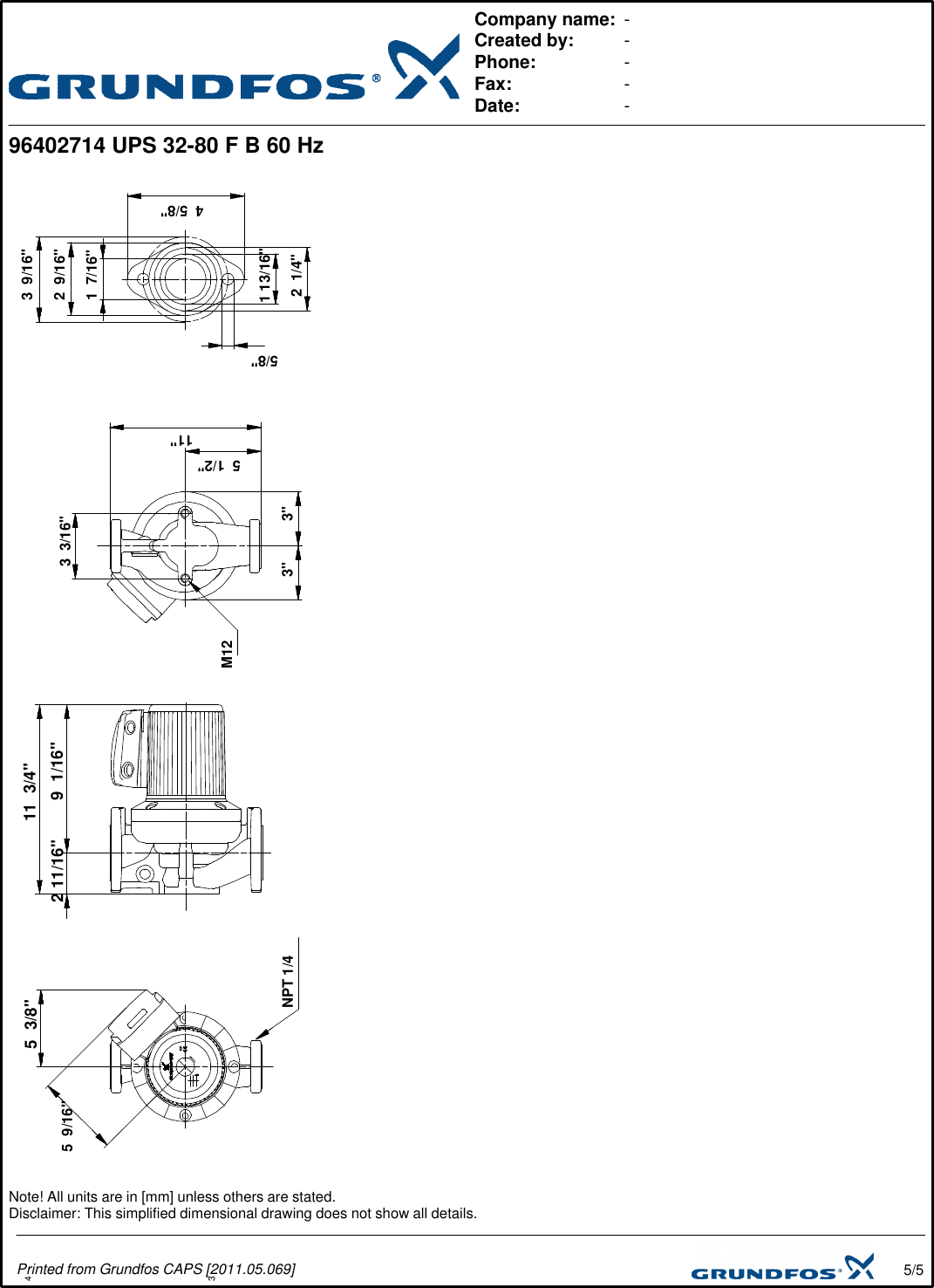 Page 5 of 5 - 535182 1 Grundfos Ups 32-80 Submittal Print/Preview User Manual