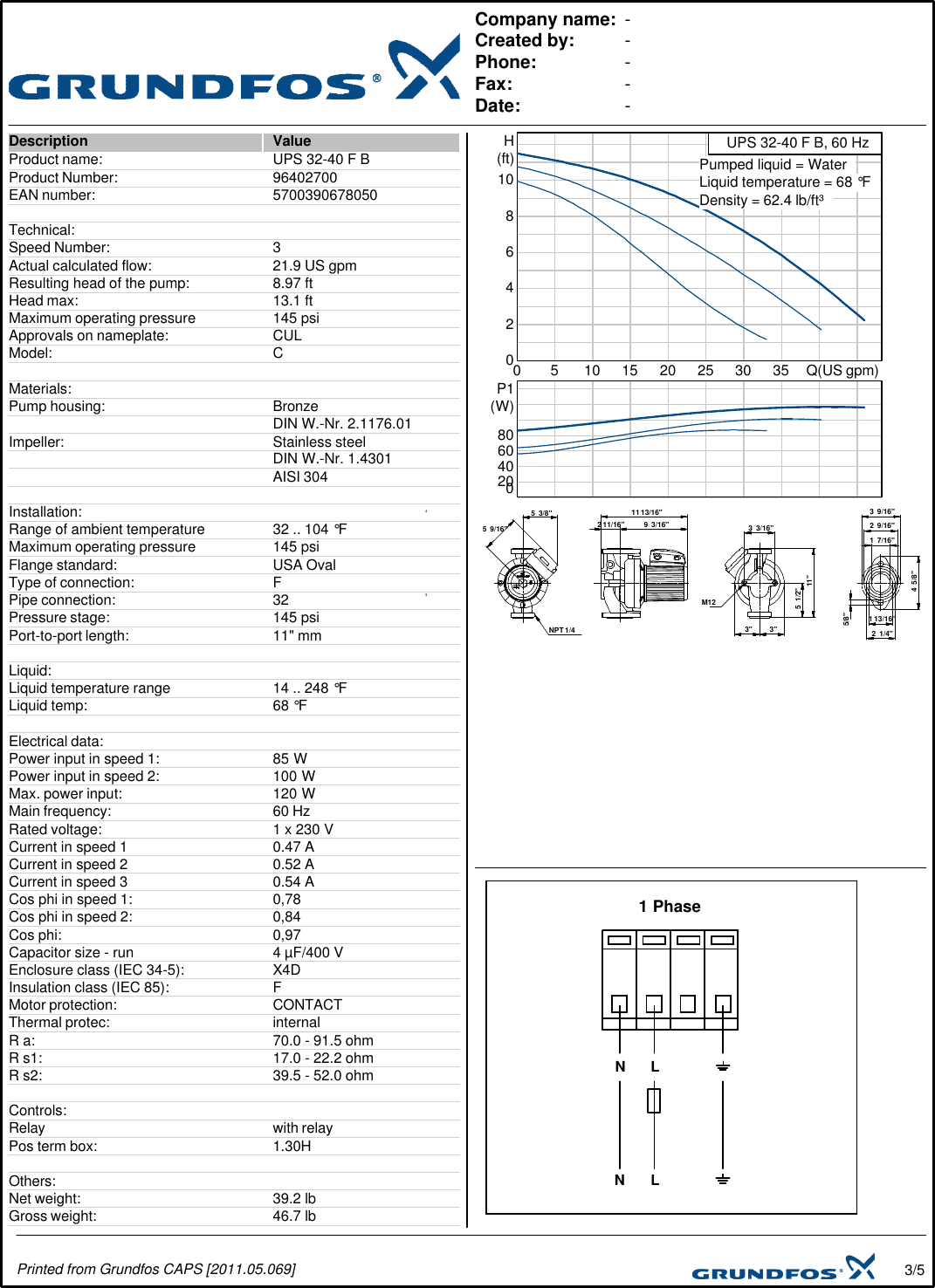 535189 1 Grundfos Ups 32 40 Submittal Print/Preview User Manual