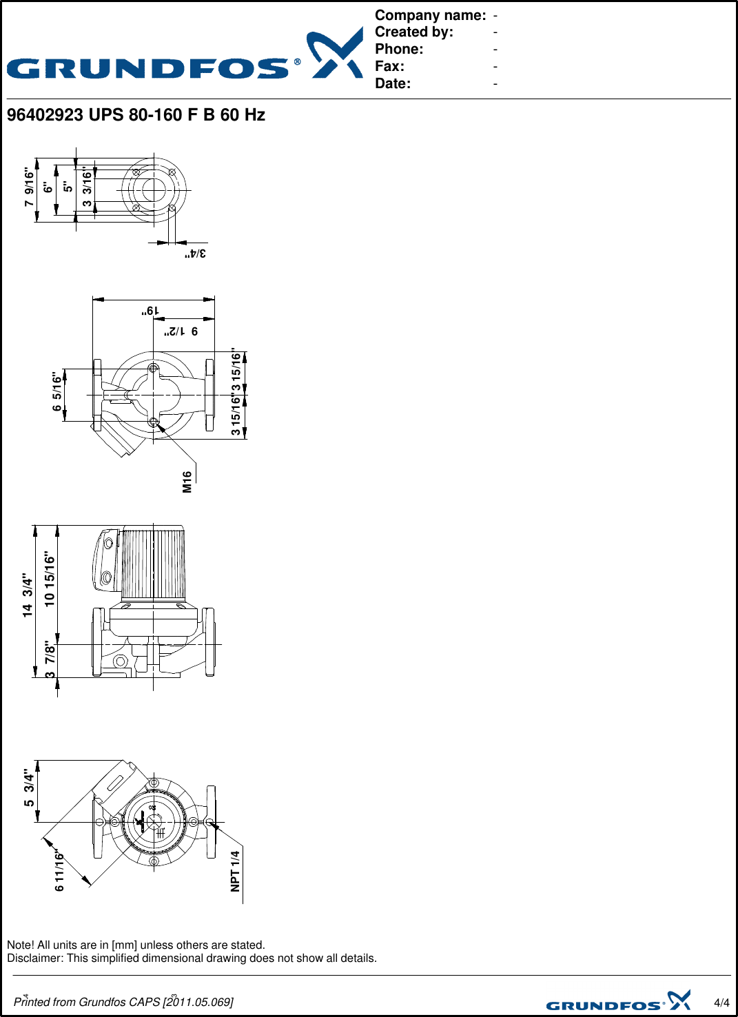 Page 4 of 4 - 535201 1 Grundfos Ups 80-160 Submittal Print/Preview User Manual