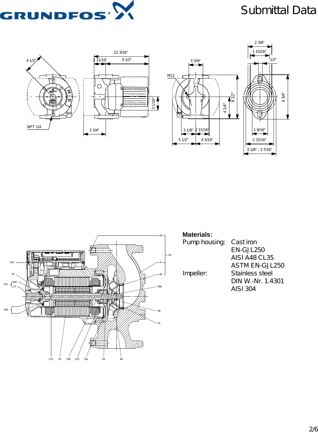 Page 2 of 6 - 535221 1 Grundfos 40-120 Submittal CAPS  User Manual