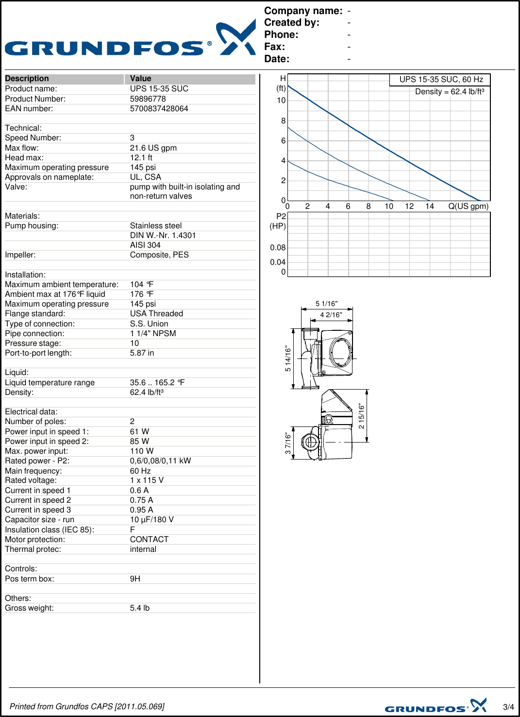 535223 1 Grundfos Ups 15 35 Submittal Print/Preview User Manual