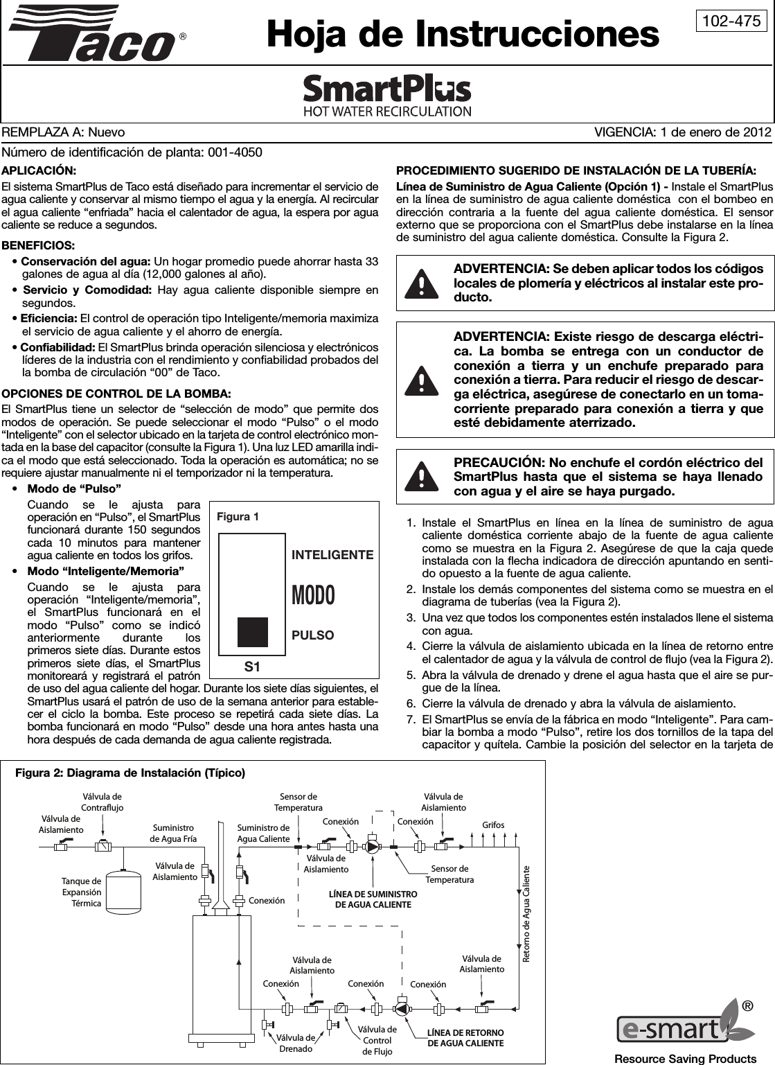 Page 3 of 6 - 535233 2 Taco Smart Plus Instructions 102-340 User Manual