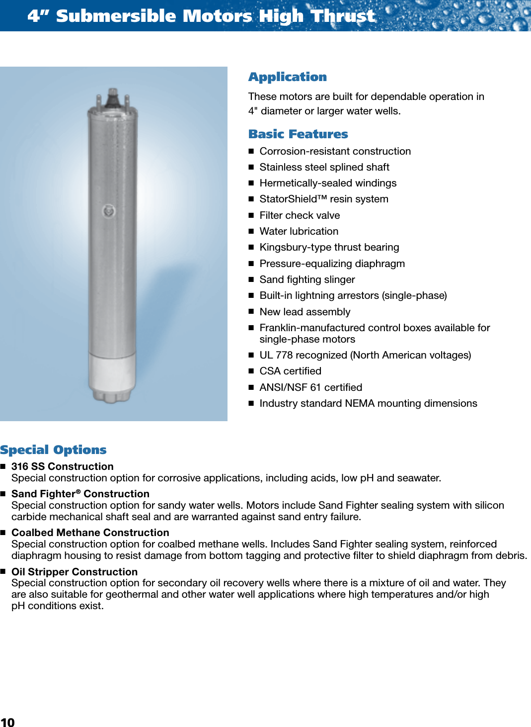 535614 2 Franklin High Thrust Submersible Motor Catalog User Manual