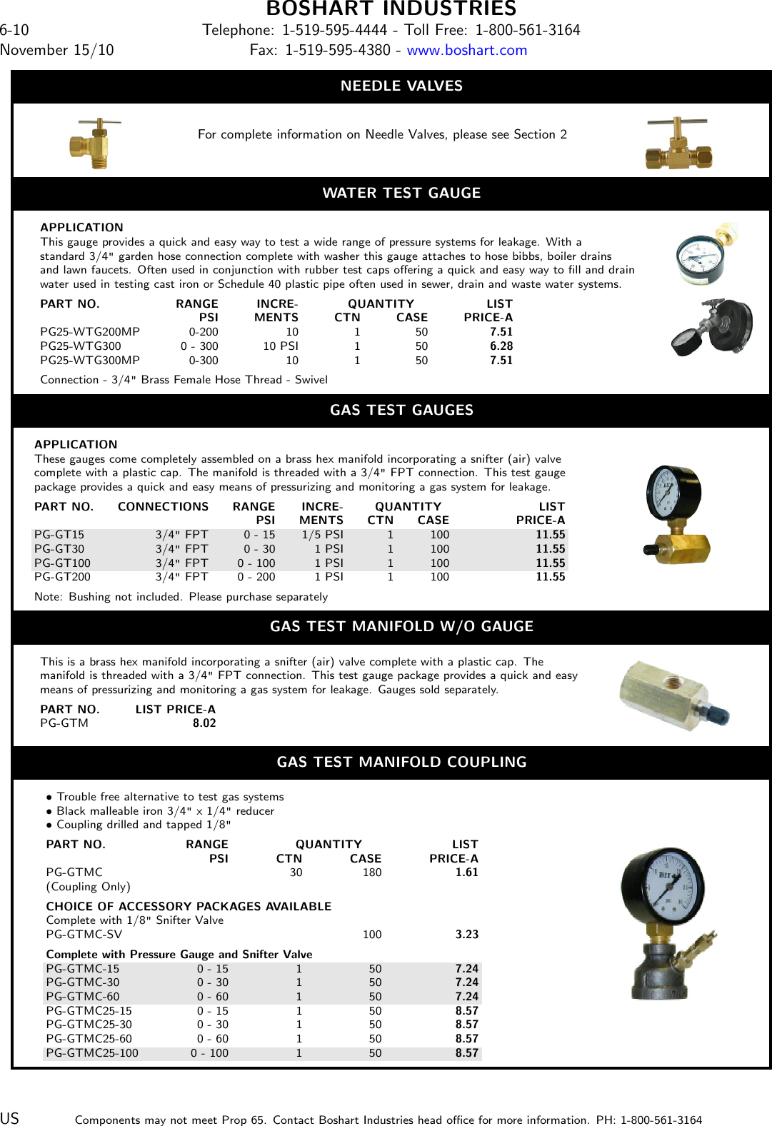 536547 2 Boshart Water Gauge Product Overview GAUGES/SWITCHES, PUMP ...