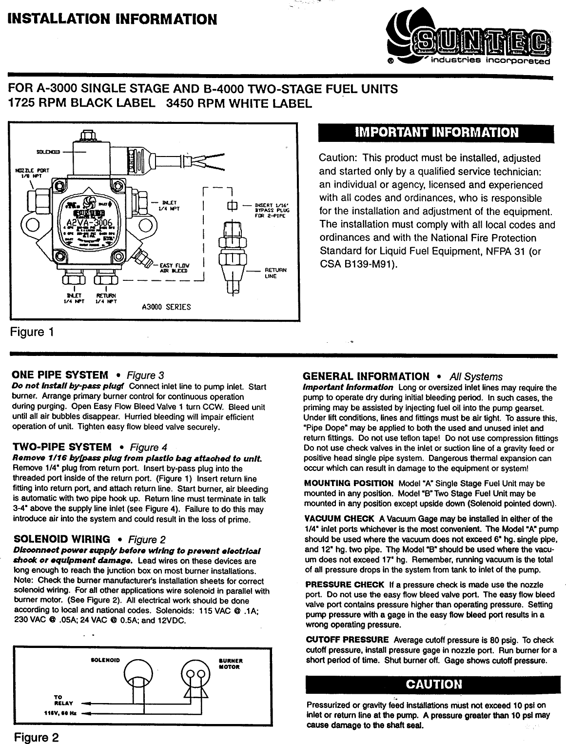 536575 2 Suntec Two Stage Oil Pump Install Manual User