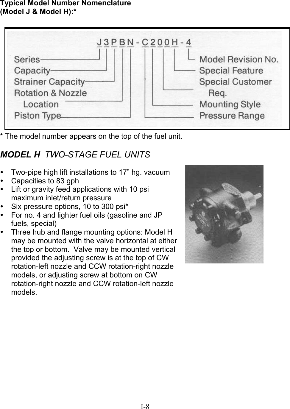 Page 8 of 12 - 536585 1 Suntec Single Stage Oil Pump Specifications Word Pro - Installation And Service Manual Section I.lwp User