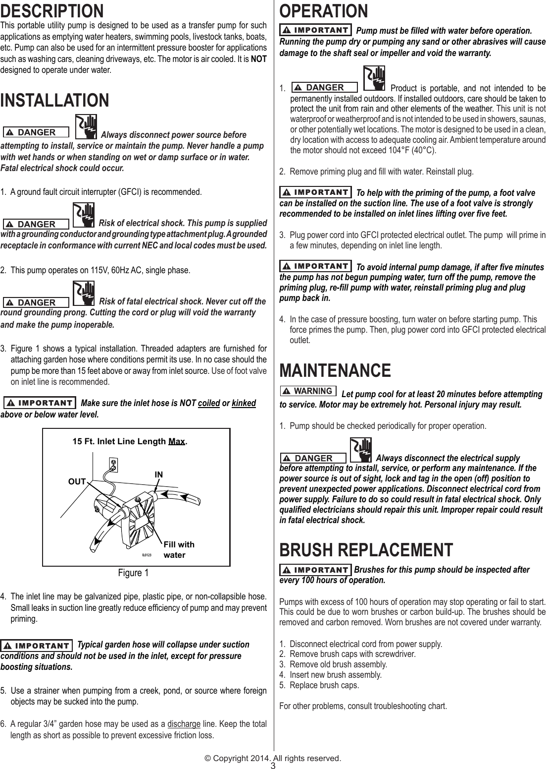 Page 3 of 12 - 536700 1 Zoeller Utility Pump  314 Install Instructions User Manual