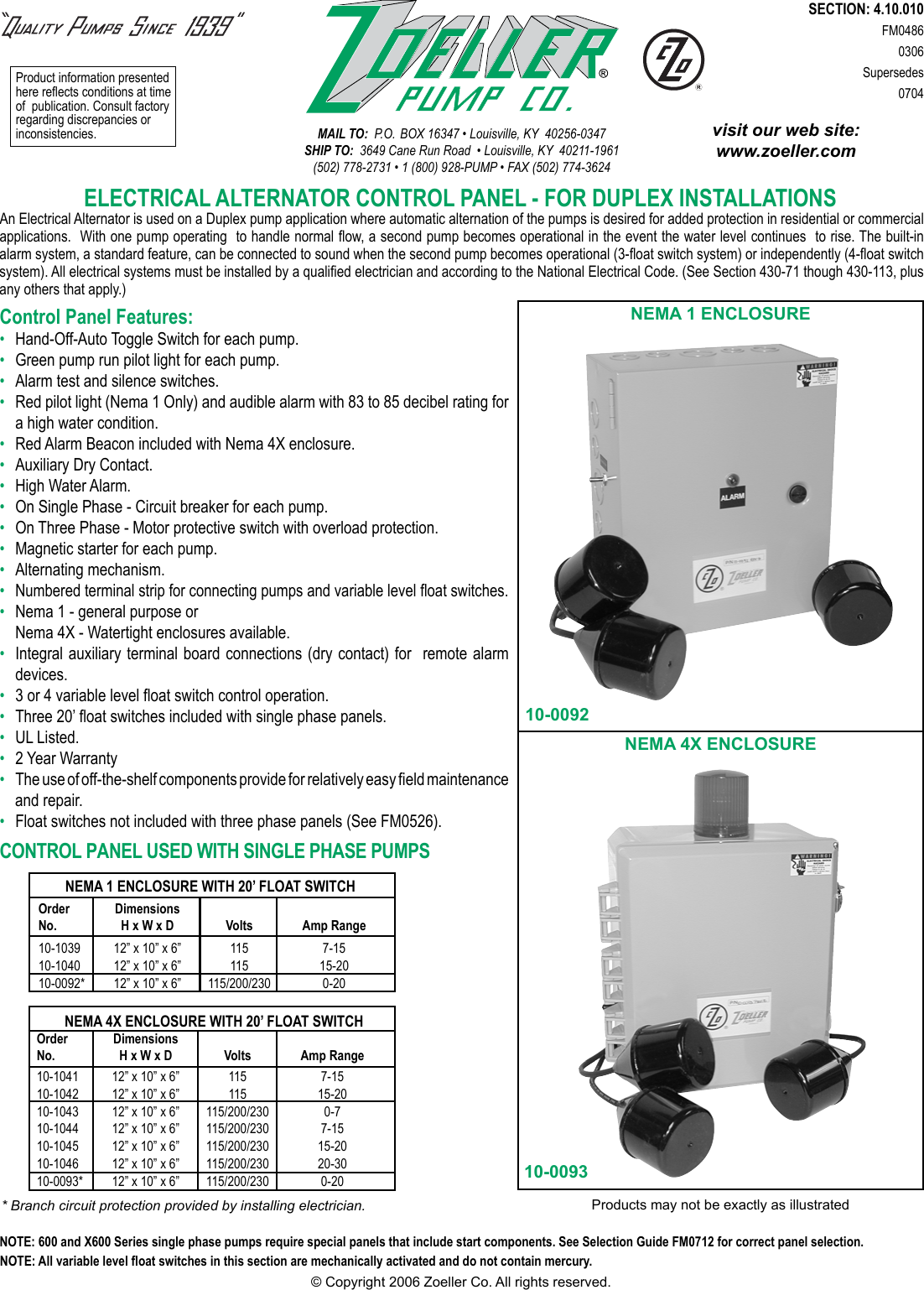 536703 1 Zoeller 10 1044 Brochure FM0486 Electrical Alternator Control