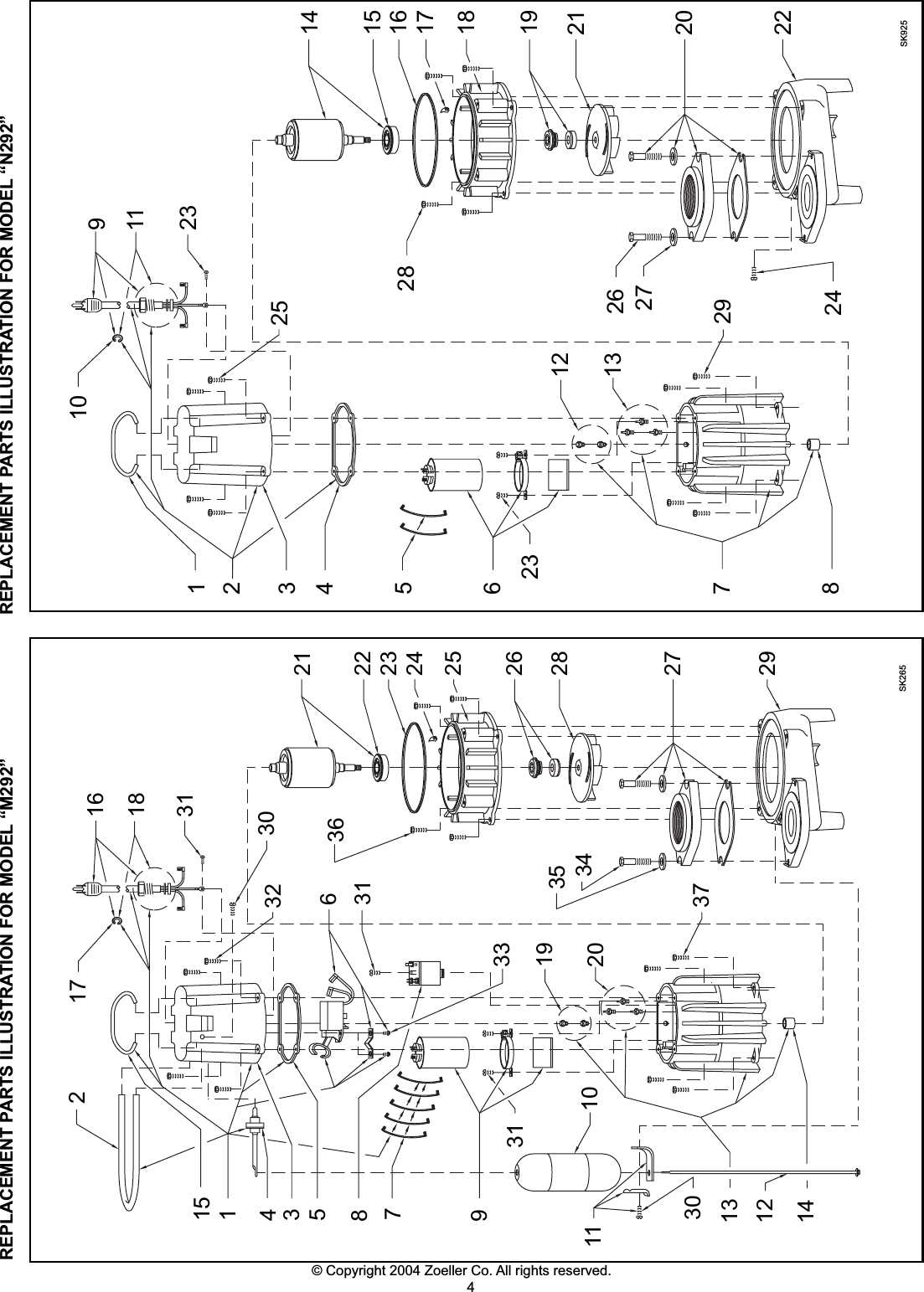 Page 4 of 4 - 536722 4 Zoeller M292, N292 Repair Parts Fm0794-292 List User Manual