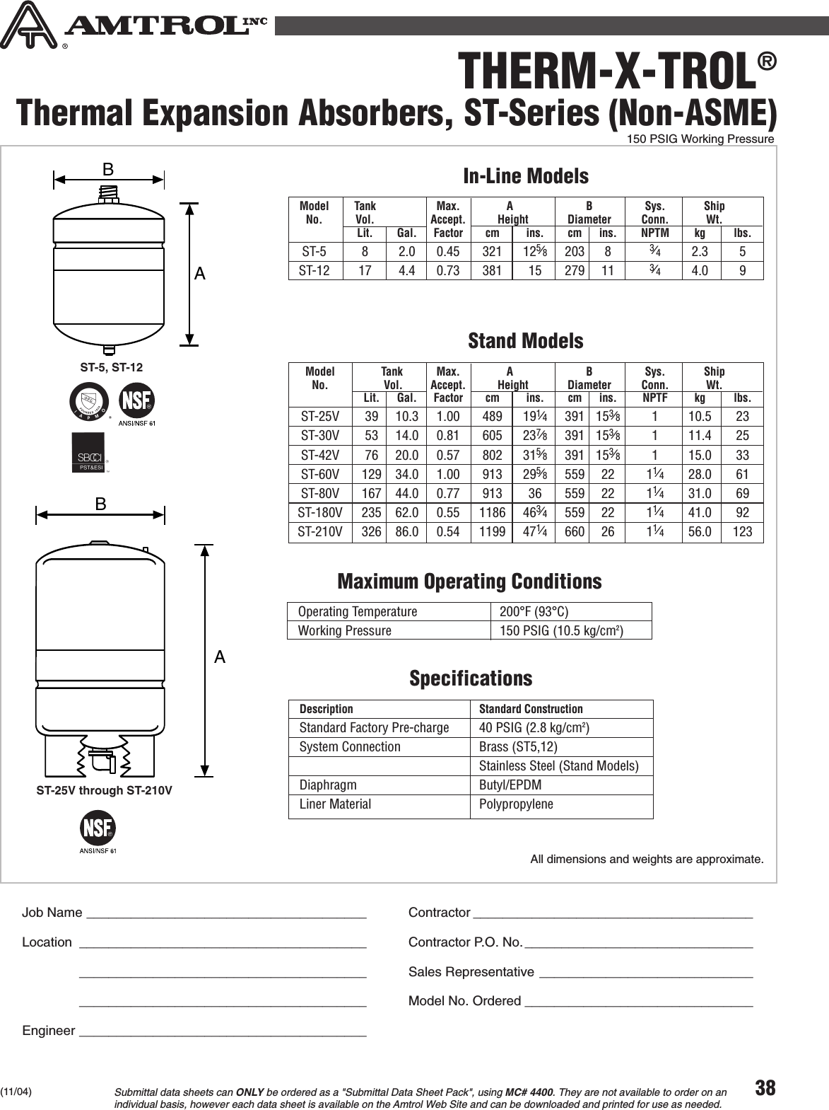 Page 2 of 3 - 536906 2 Amtrol St-5 Therm-X-Trol Submittal User Manual