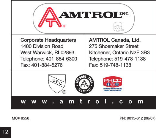 Page 7 of 7 - 536906 4 Amtrol St-5 Therm-X-Trol Users Guide MC8550 9015-612 06_07 TXT Ref Guide.qxp User Manual