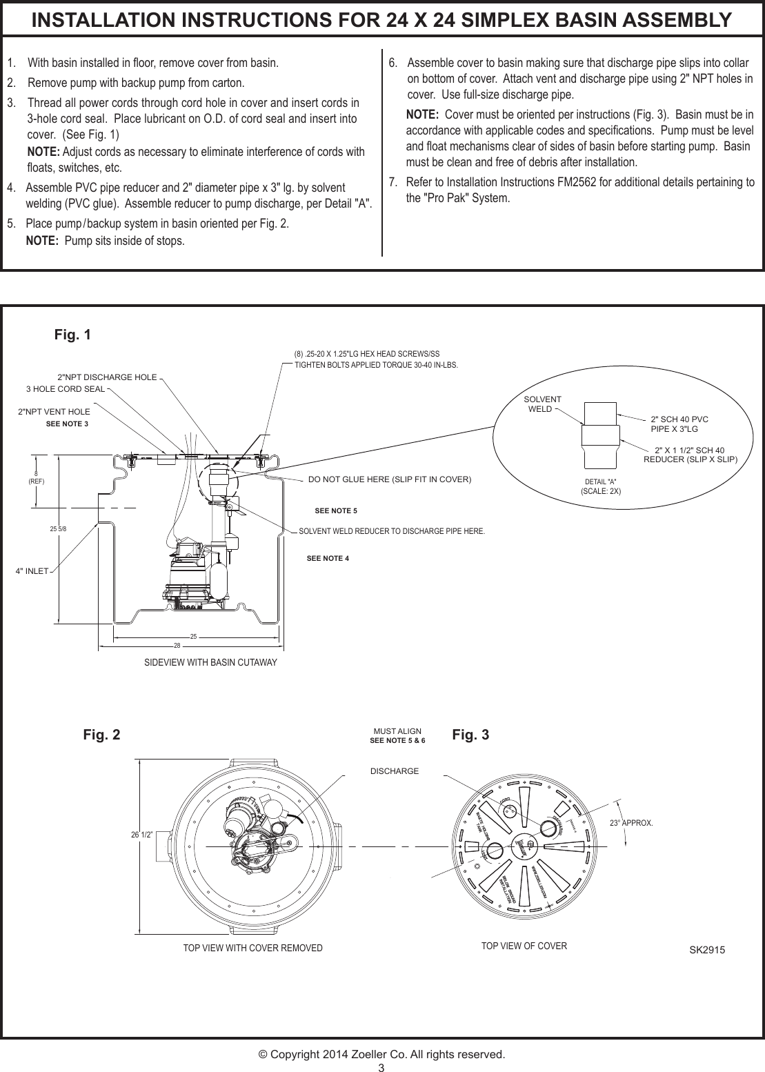 Page 3 of 4 - 536921 2 Zoeller 900 Series Sump Pump System Installation Instructions User Manual