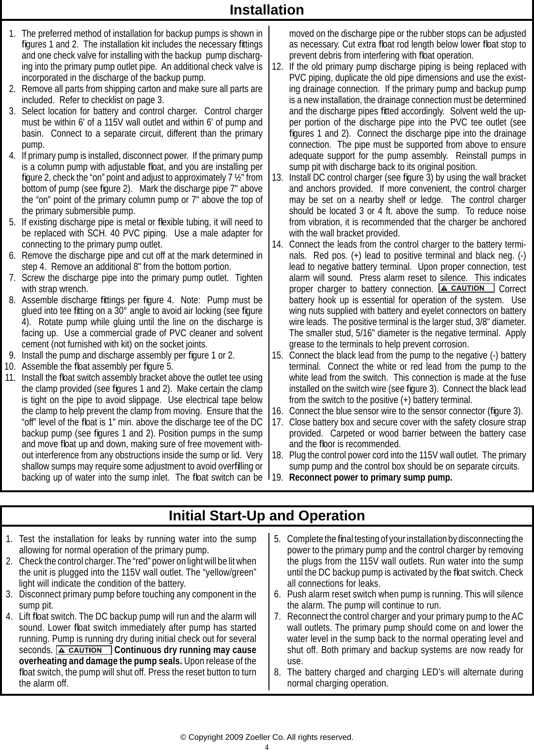 Page 4 of 8 - 537026 1 Zoeller 507 Basement Sentry System Installation Manual Fm1311-DC Pump Ins. User