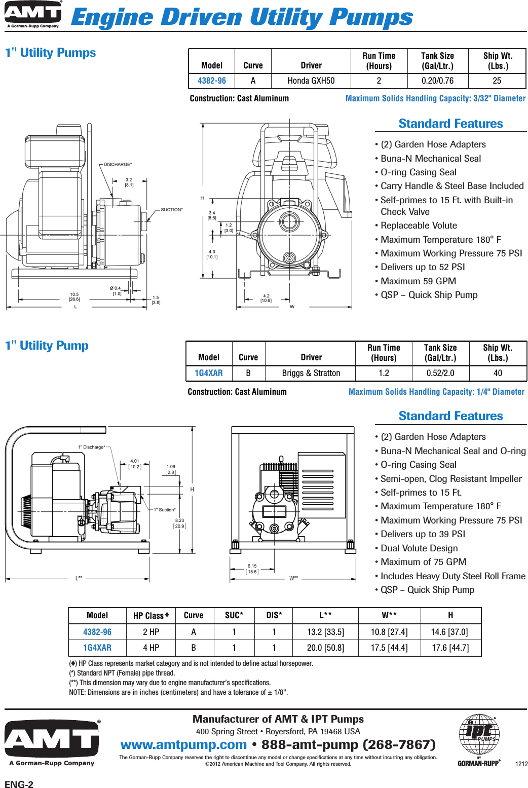 537047 1 Amt Engine Driven Utility Pump Brochure User Manual