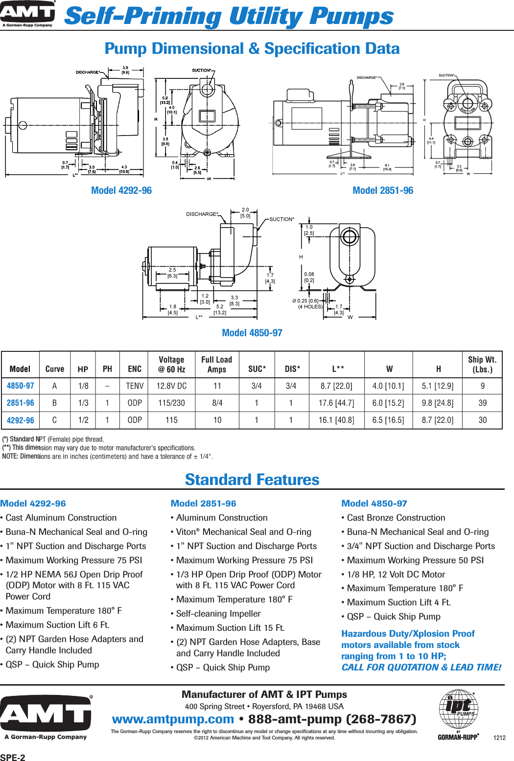 Page 2 of 2 - 537161 1 Amt Self-Priming Utility Pump Brochure  User Manual