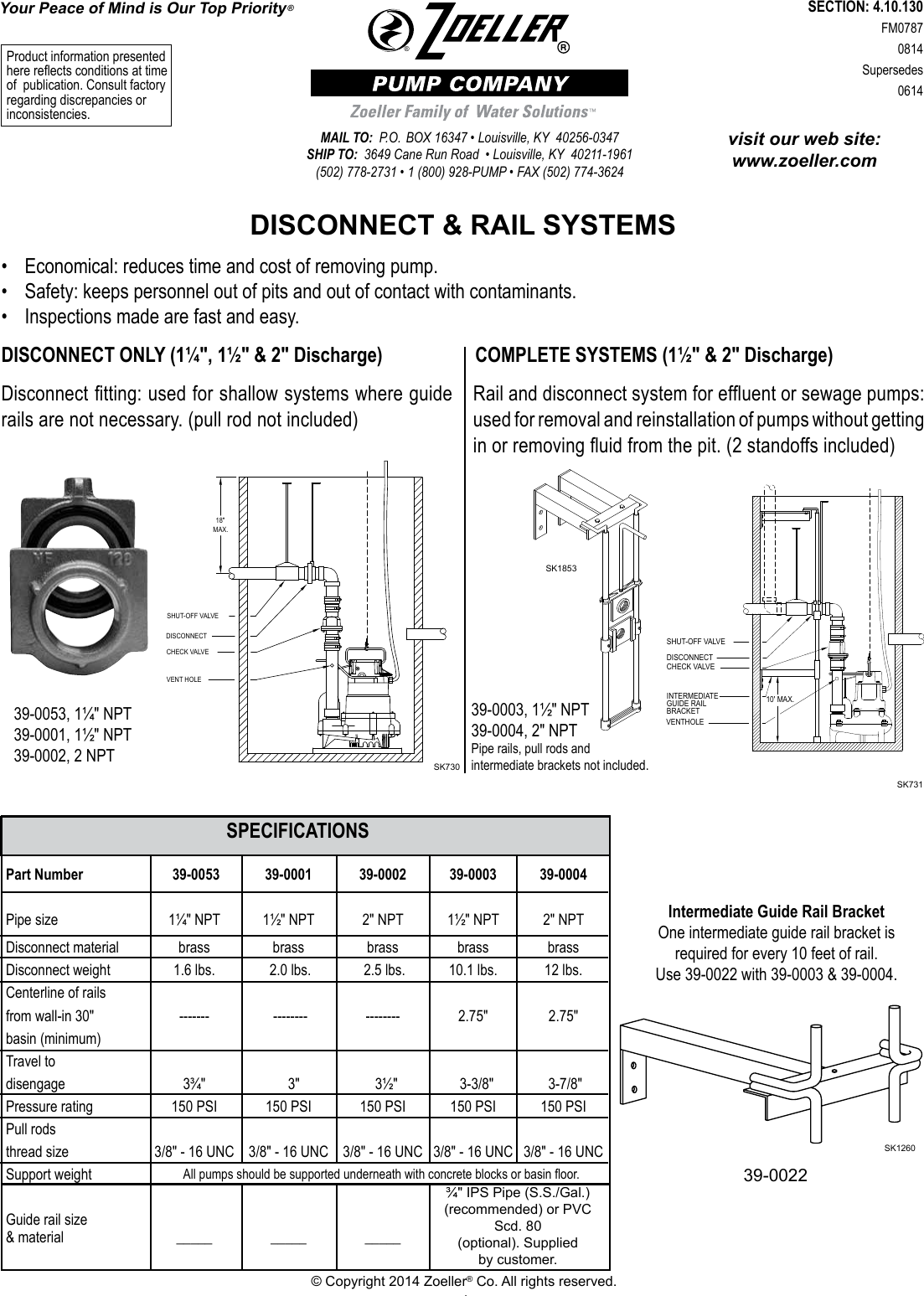 Page 1 of 4 - 537320 1 Zoeller Disconnect And Rail Systems Brochure User Manual