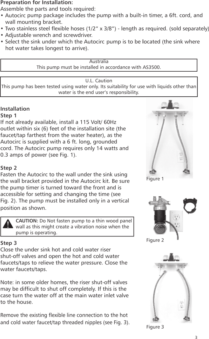 Page 3 of 8 - 537365 2 Laing Autocirc Instant Hot Water Pump Installation Manual User