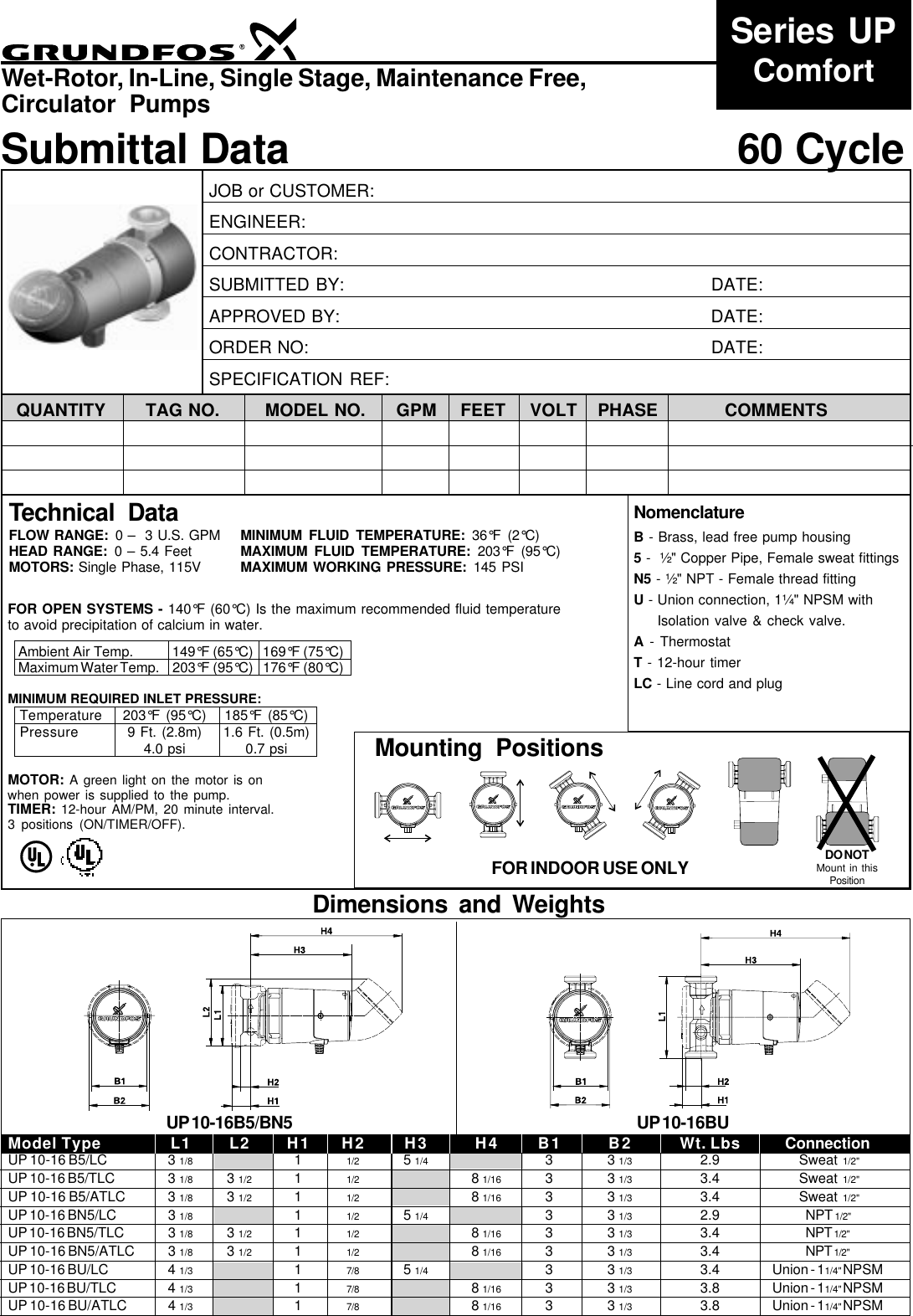 537620 3 Grundfos Up Series Submittal Open User Manual