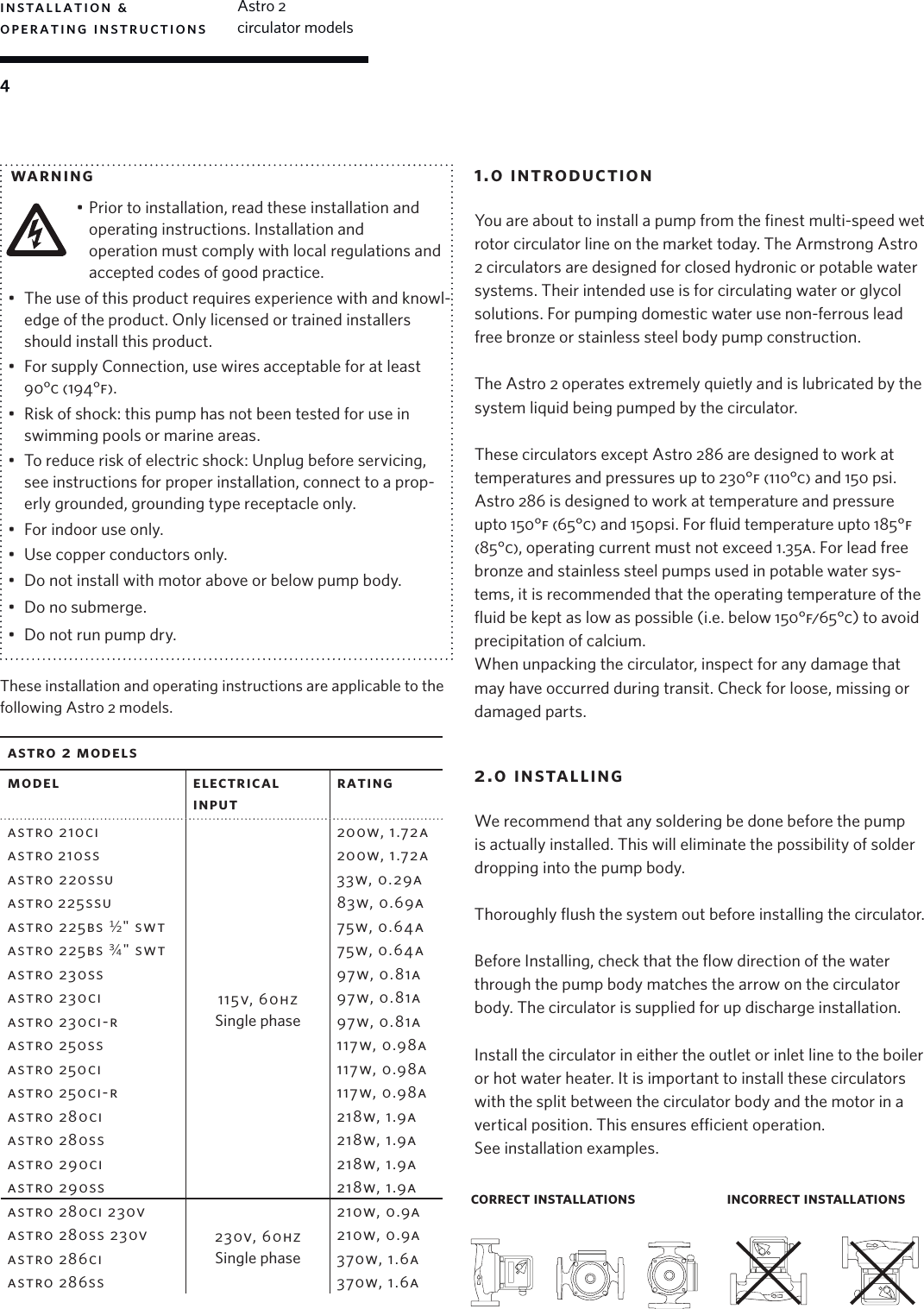 Page 4 of 8 - 537643 3 Armstrong Astro 2 Series Circulator Installation Instructions User Manual