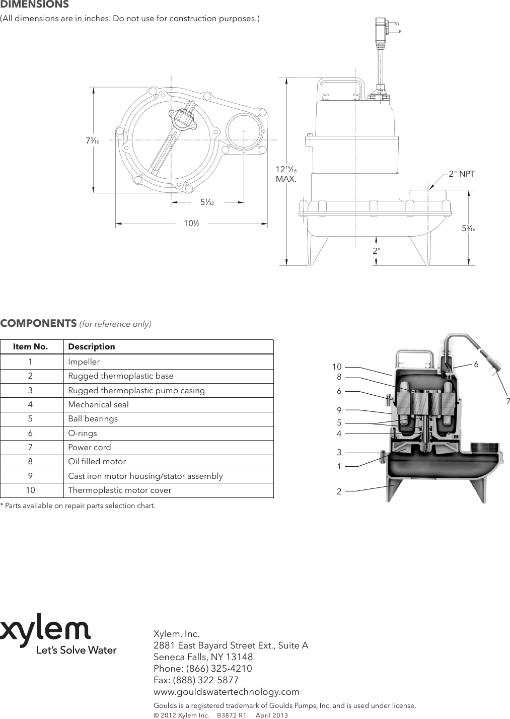 Page 4 of 4 - 538082 1 Goulds WW05 Series Submersible Sewage Pump Brochure