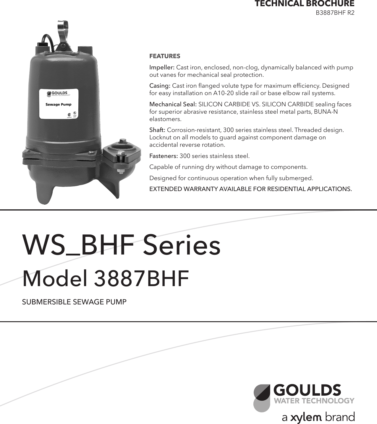 Page 1 of 4 - 538132 1 Goulds WS-BHF Series Submersible Sewage Pump Brochure