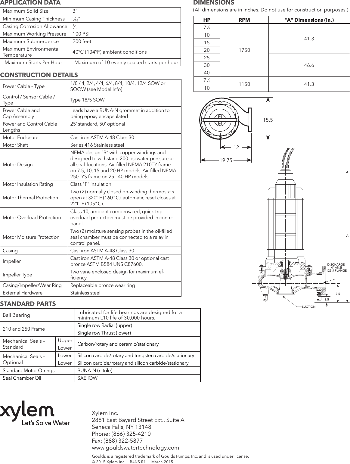 Page 4 of 4 - 538277 1 Goulds 4NS Submersible Sewage Pump Brochure