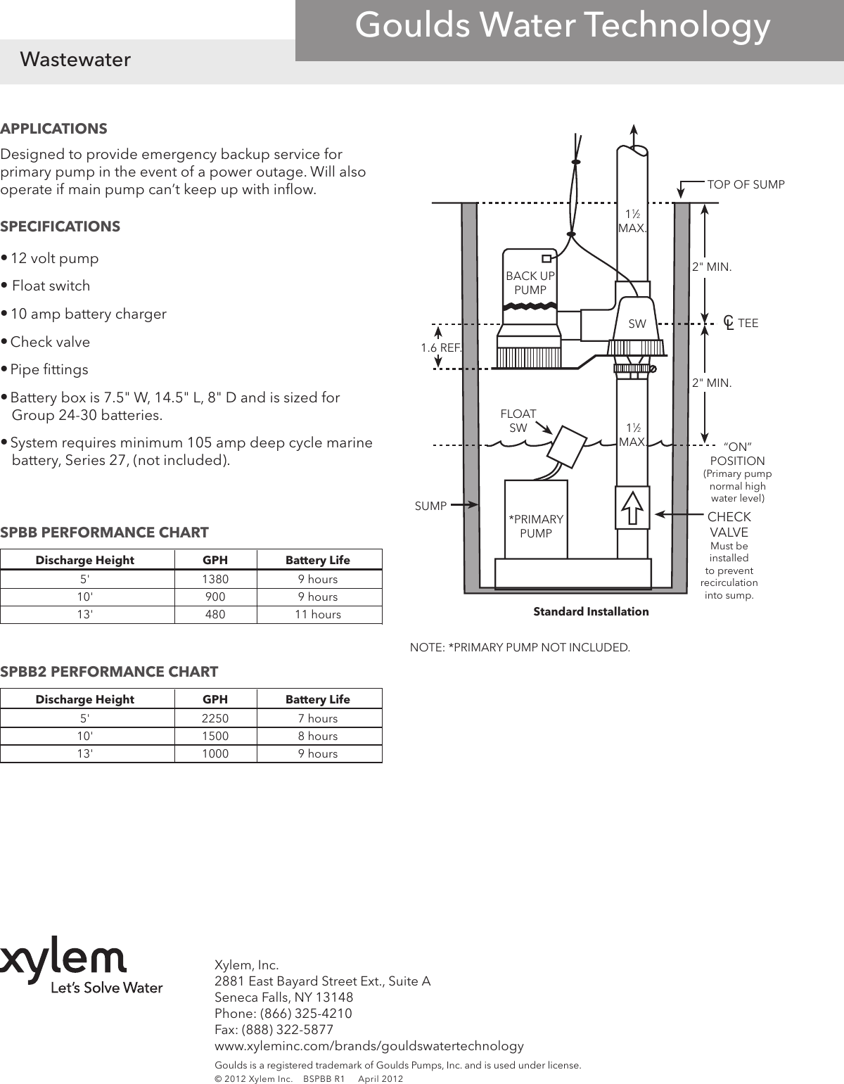 Page 2 of 2 - 538570 1 Goulds SPBB Battery Backup Sump Pump Brochure