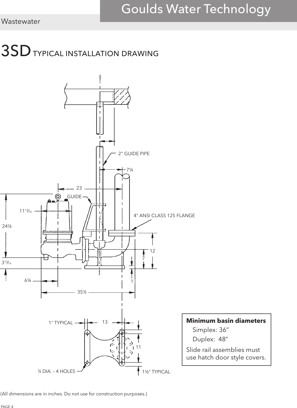 538615 5 Goulds 1GD Dual Seal Grinder Pump Installation Drawing