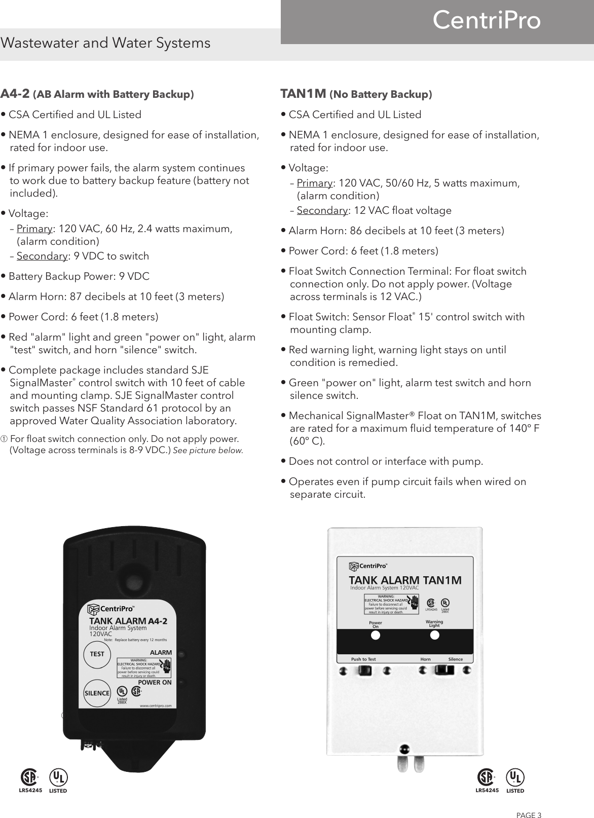 538643 2 Centripro A4 Alarm Technical Brochure