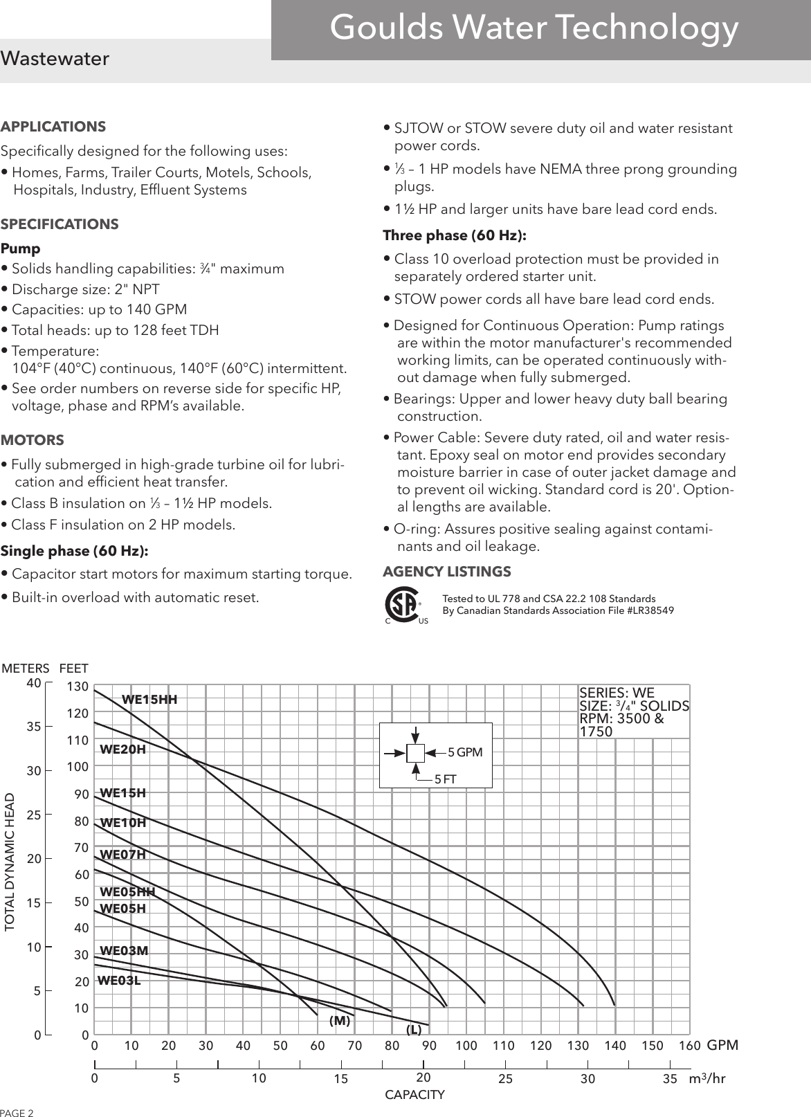 Page 2 of 4 - 538721 1 Goulds WE Series Submersible Effluent Pump Brochure