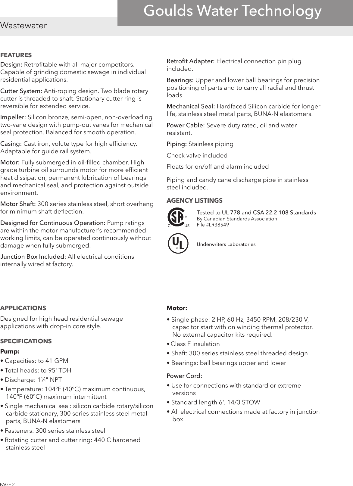 Page 2 of 4 - 538737 1 Goulds RGS2012E1S Retrofit Kit Brochure