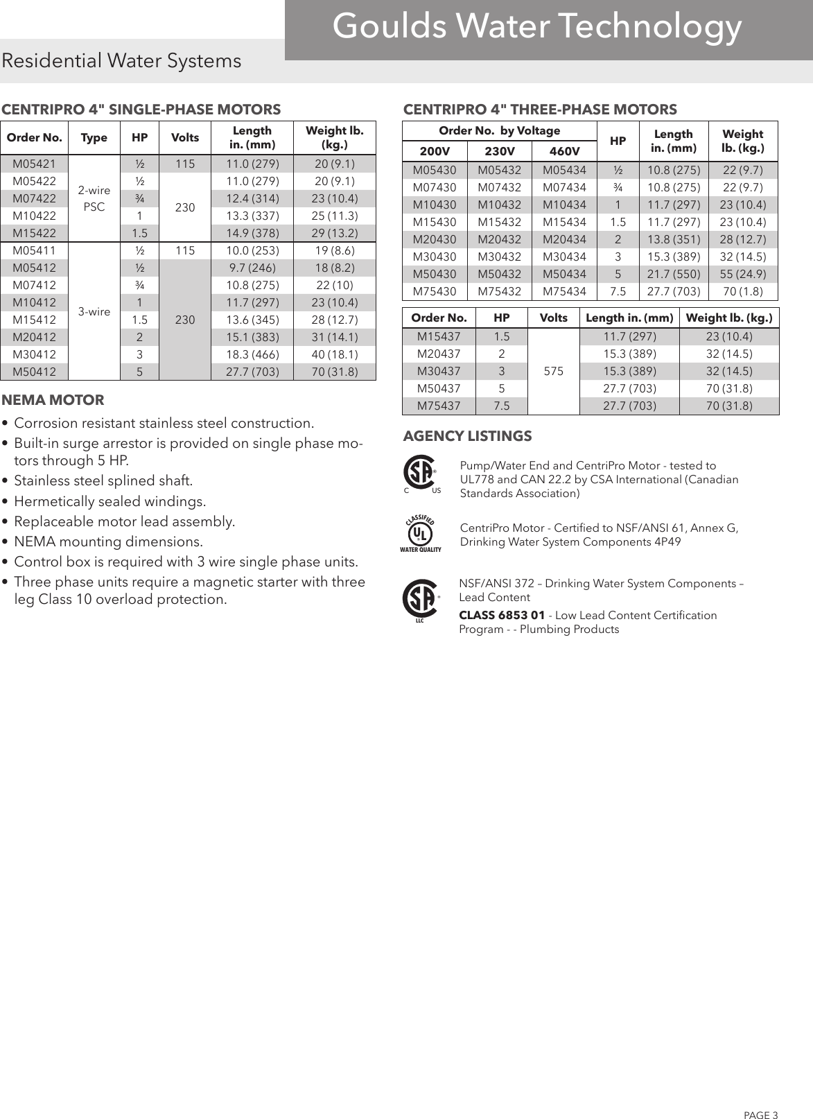 Page 3 of 12 - 539341 2 Goulds GS Series Submersible Pump Specifications