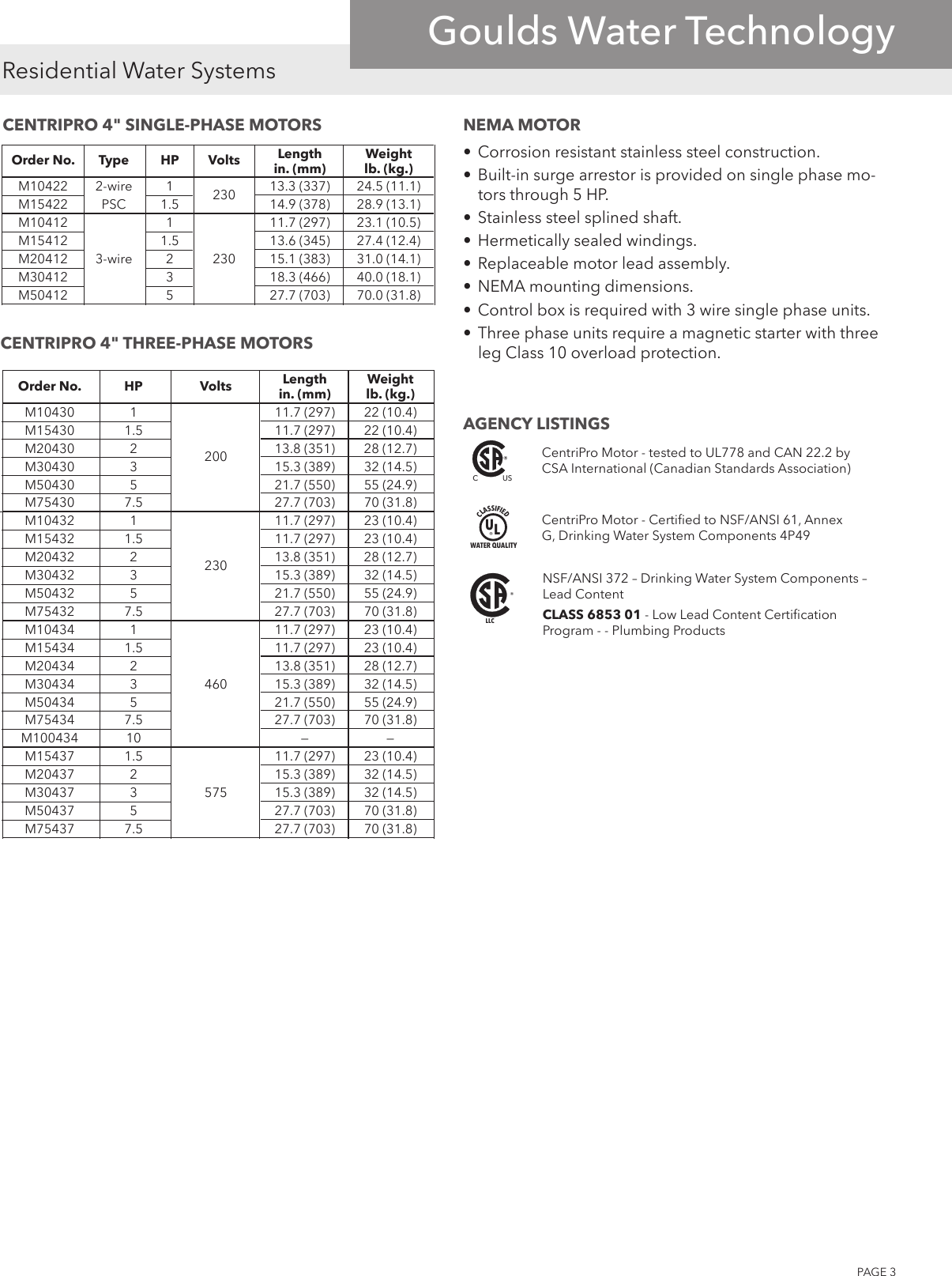 Page 3 of 12 - 539444 1 Goulds GS Series (33- 80 GPM) Submersible Pump Brochure