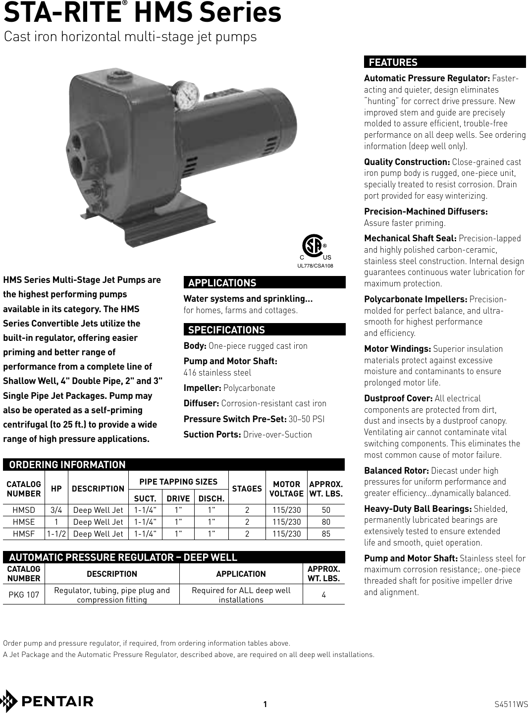 Page 1 of 4 - 539743 1 Sta-Rite HMS Series Jet Pump Brochure