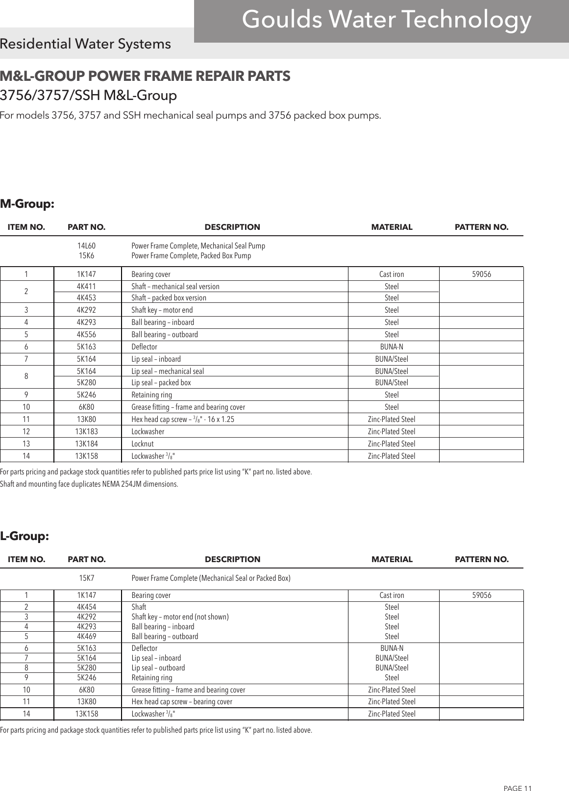 Page 11 of 12 - 540698 4 Goulds 3656 S-Group Repair Parts