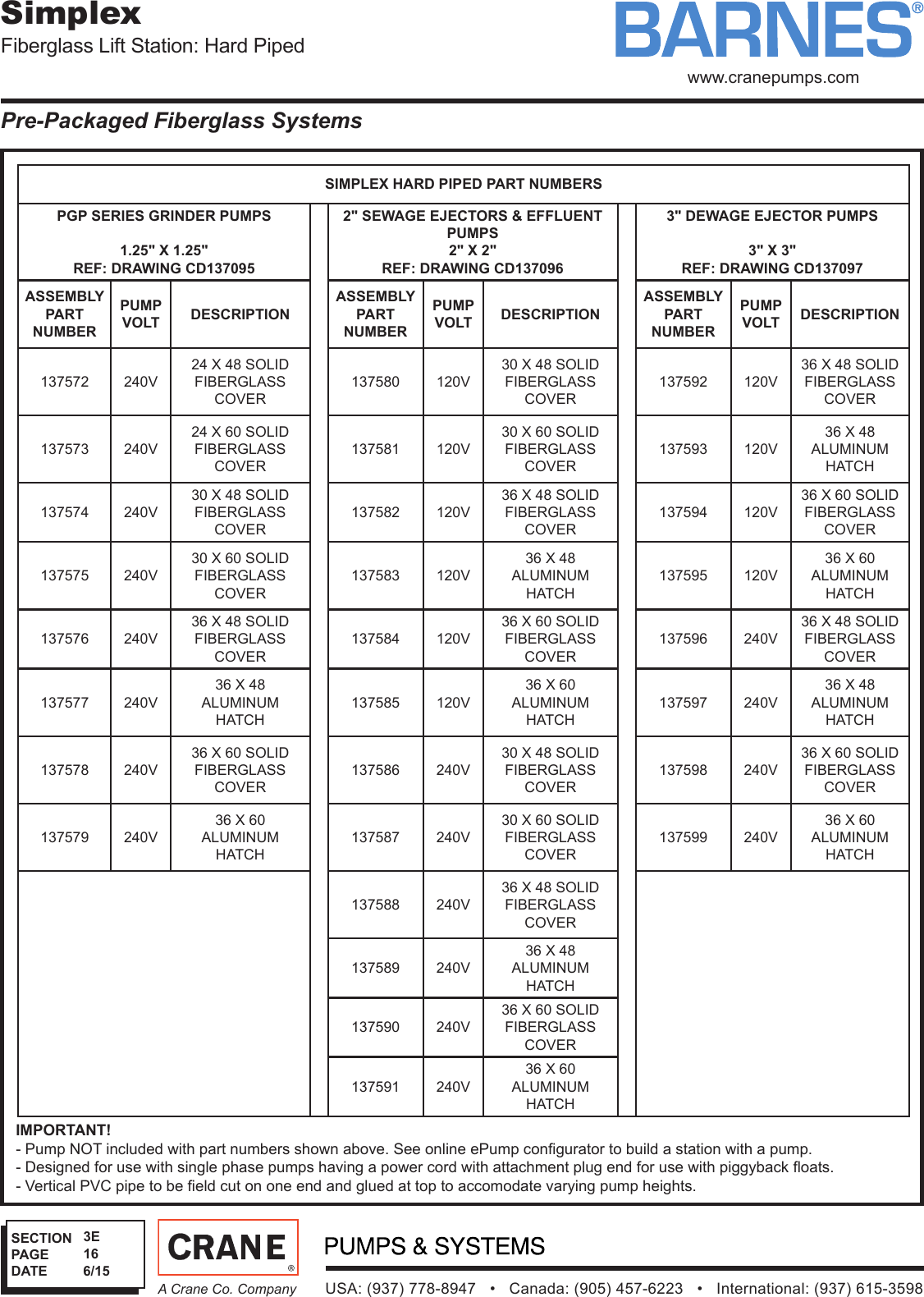 Page 2 of 6 - Sec-3e -REV-1  542525 1 Barnes Fiberglass Hard Piped Simplex Lift Station Specifications