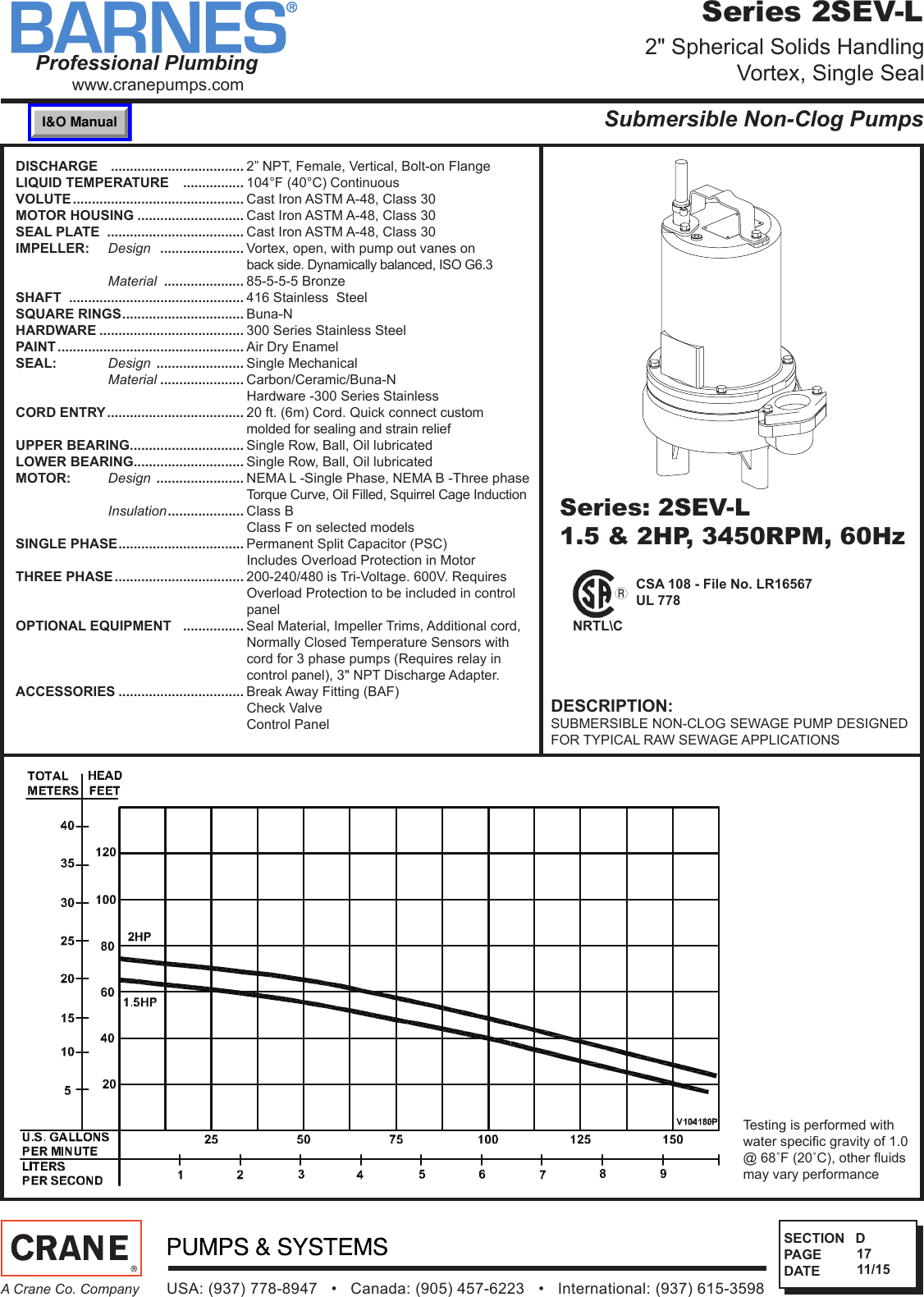 SEC D Rev P1 542561 1 Barnes 2SEV L Specifications