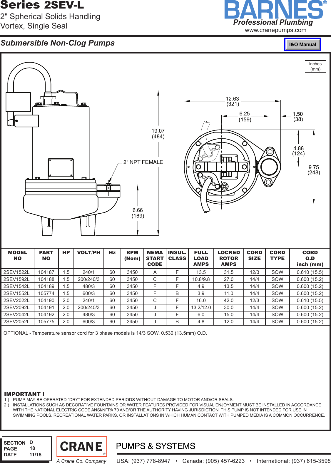 SEC D Rev P1 542561 1 Barnes 2SEV L Specifications