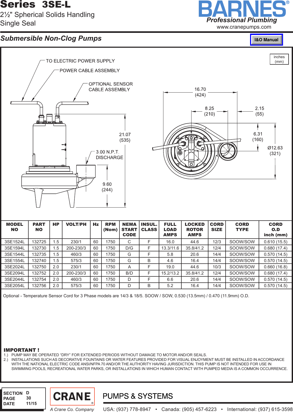 SEC D Rev P1 542578 1 Barnes 3SE L Specifications