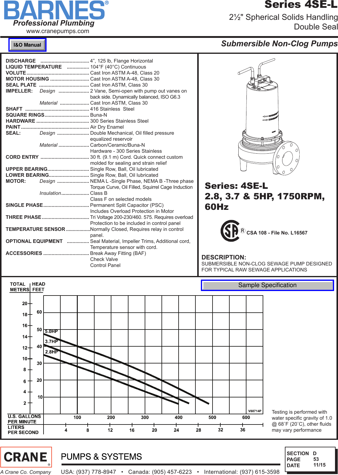 SEC D Rev P1 542605 1 Barnes 4SE L Specifications