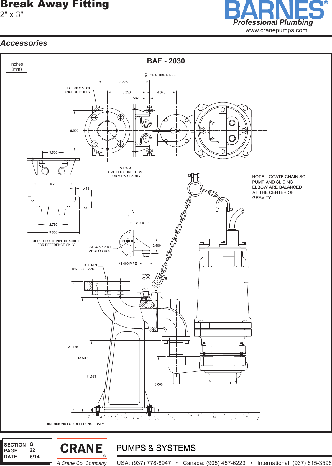 SEC G Rev P1 542699 2 Barnes 1.25in 3in Break Away Fitting Specifications