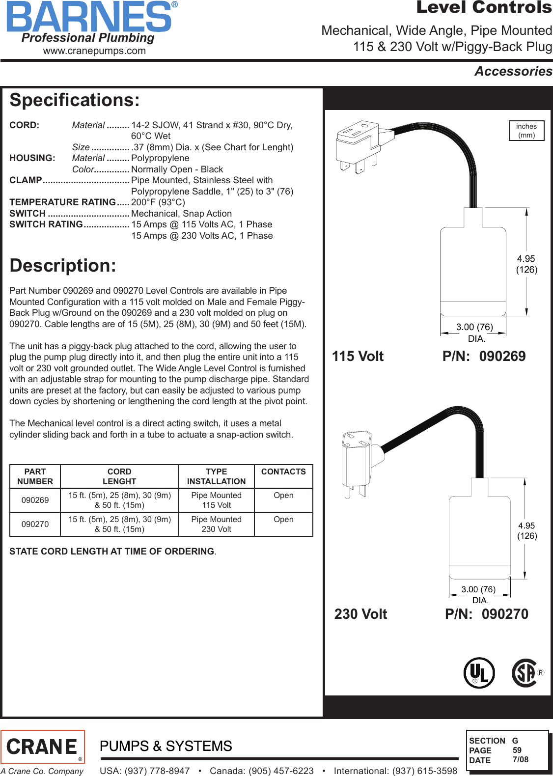 Page 1 of 1 - SEC-G Rev P1  542724 1 Barnes 090270 Level Control Specifications