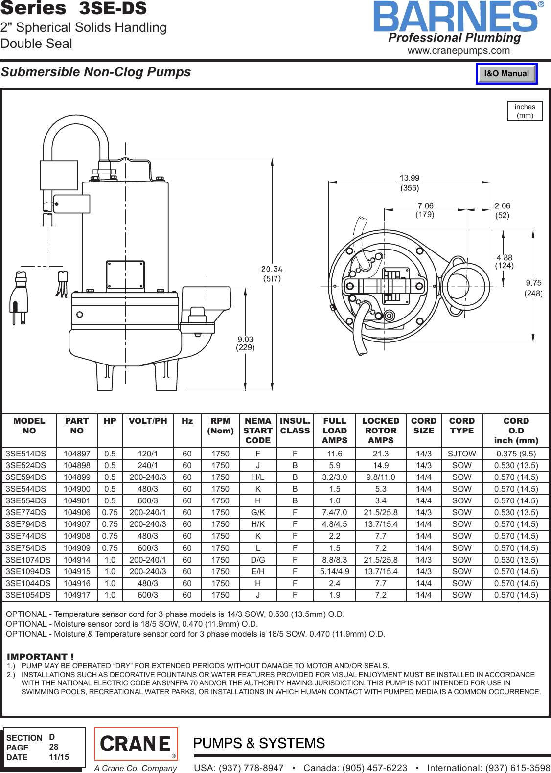 SEC D Rev P1 542989 1 Barnes 3SE DS Specifications