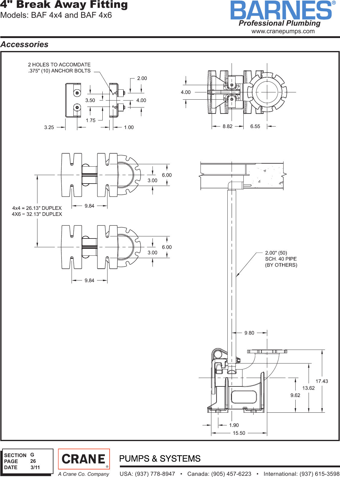 SEC G Rev P1 543168 2 Barnes 4in Break Away Fitting Specifications